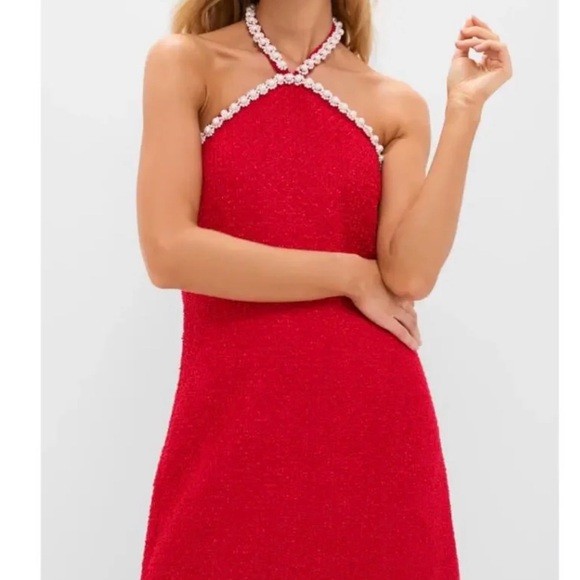 Hyacinth House Dresses & Skirts - Tuckernuck Hyacinth House Red Tweed Halter Dress Pearl Collar Size Small